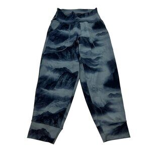 Oalka Womens Active Cropped Jogger Pants Black/Gray Size XS Pockets